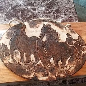 "The Shadow Horses" Wood Burnt Hanging Wall Art